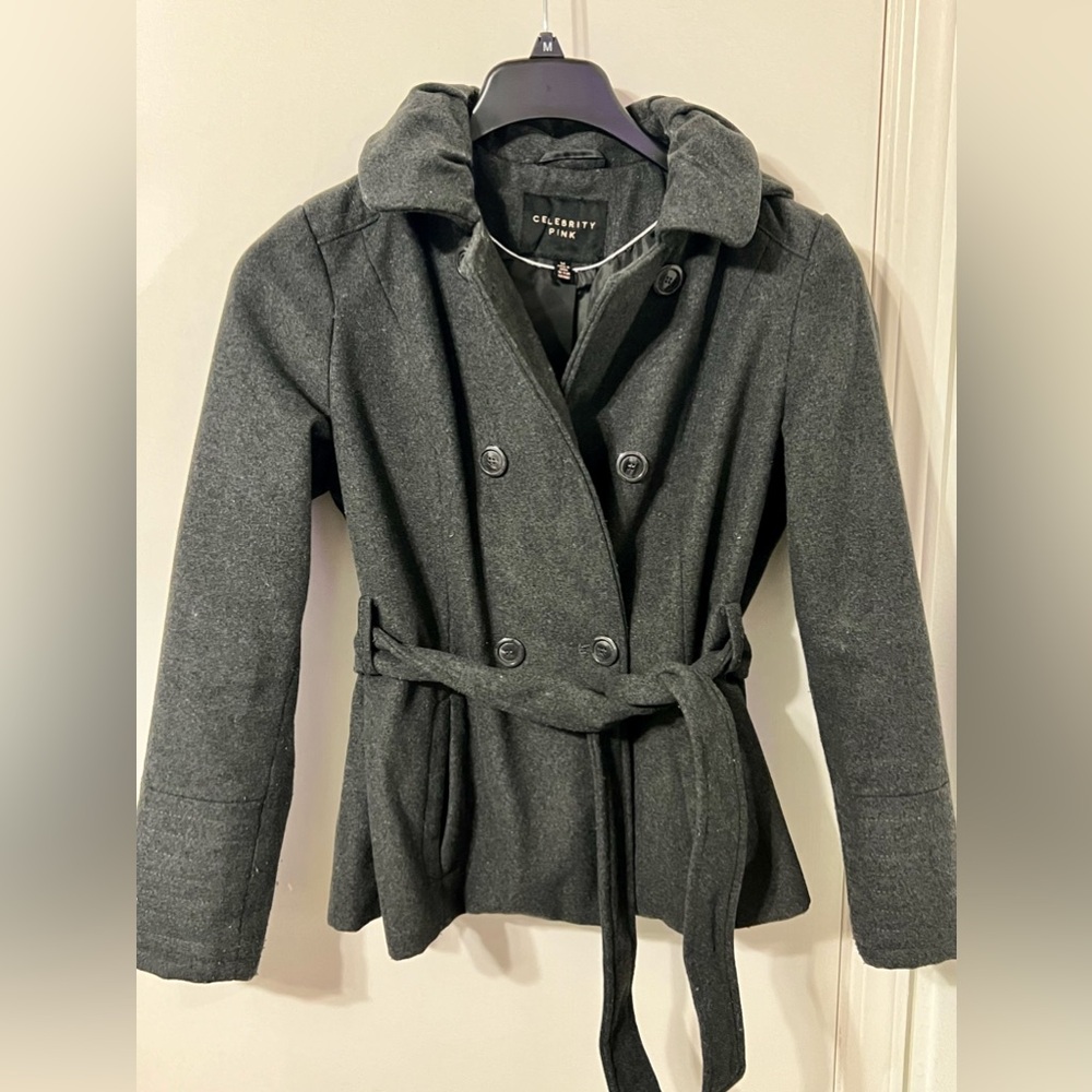 CELEBRITY PINK Long Grey Trench Coat
